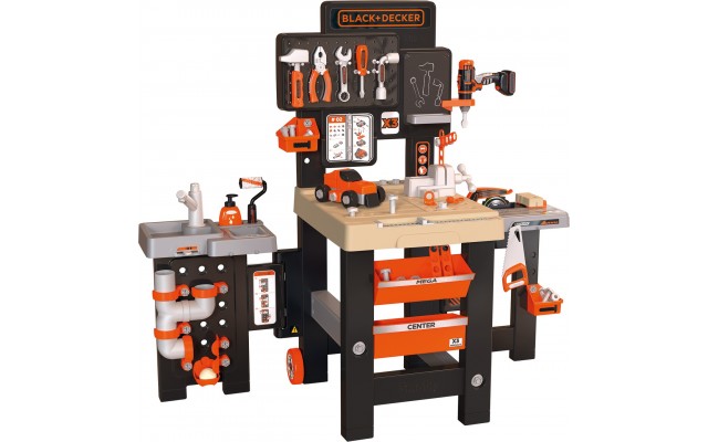 Ігровий набір Smoby Toys дитяча Мега Майстерня 3-в-1 Black+Decker, 100 акс. (360726)