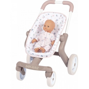 Коляска для куклы Smoby Toys Baby Nurse Розовая пудра. Прогулка с поворотными колесами (251218)