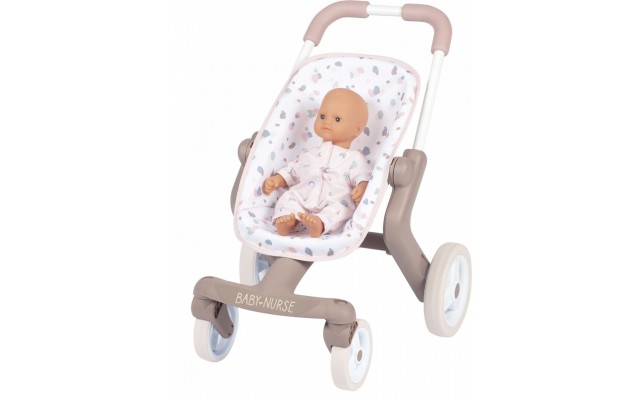Коляска для куклы Smoby Toys Baby Nurse Розовая пудра. Прогулка с поворотными колесами (251218)