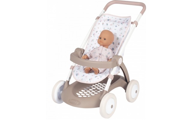 Коляска для куклы Smoby Toys Baby Nurse Розовая пудра. Прогулка с корзиной (254018)