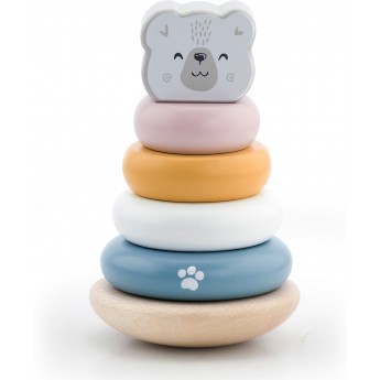 Игрушка пирамидка Viga Toys PolarB Белый мишка неваляшка, деревянная (44005)