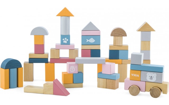 Детские деревянные кубики Viga Toys PolarB Пастельные блоки, 60 шт. (44010)
