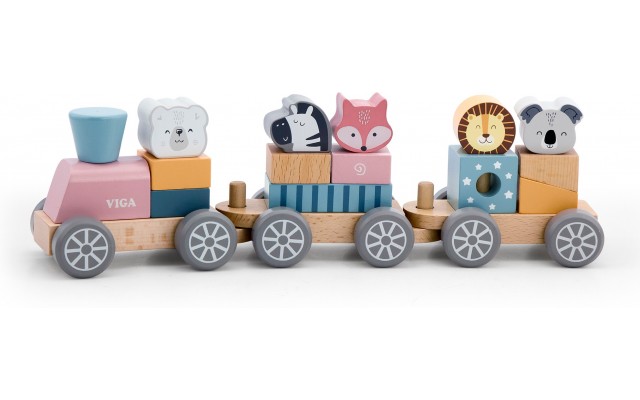 Іграшка потяг-пірамідка Viga Toys PolarB Звірята (44015)