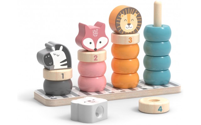 Дерев'яний сортер-пірамідка Viga Toys PolarB Звірята (44022)