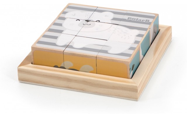 Детские кубики-пазл Зверята Viga Toys PolarB из дерева (44024)
