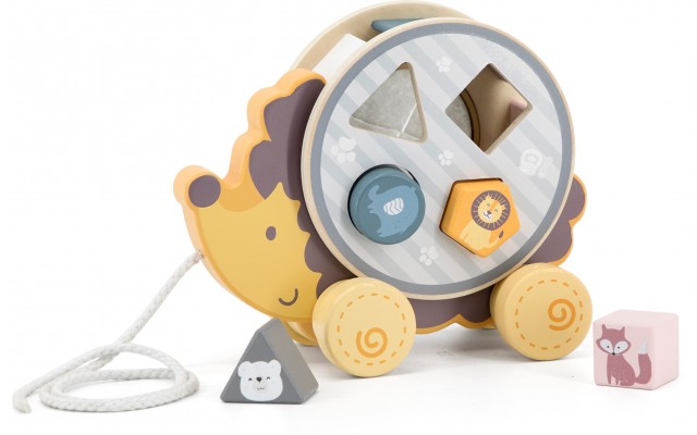 Деревянная каталка-сортер Viga Toys PolarB Ежик (44025)
