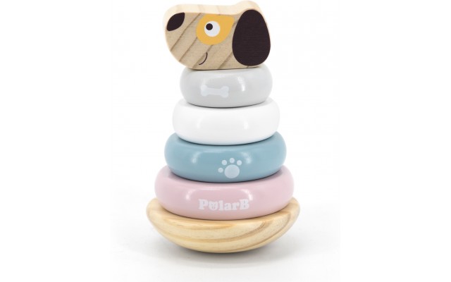 Игрушка пирамидка Viga Toys PolarB Собачка неваляшка из дерева (44042)