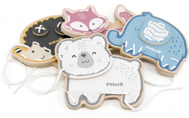 Игрушка шнуровка деревянная Viga Toys PolarB Зверята (44044)