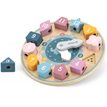 Дерев'яний сортер-шнурівка Viga Toys PolarB Годинник (44053)