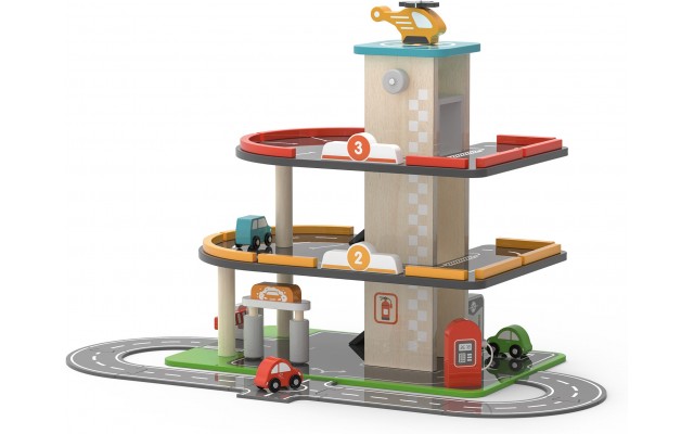 Деревянный игровой набор Viga Toys Паркинг с АЗС (44509)