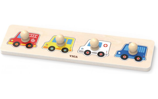Пазл для раннего развития Viga Toys Рамка-вкладыш Спецмашины из дерева (44535)