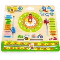 Навчальний дитячий календар з дерева Viga Toys з годинником, англійською мовою (44538)