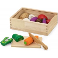 Іграшкова їжа Viga Toys Нарізані овочі з дерева (44540)