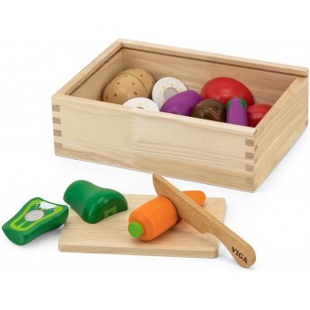 Іграшкова їжа Viga Toys Нарізані овочі з дерева (44540)