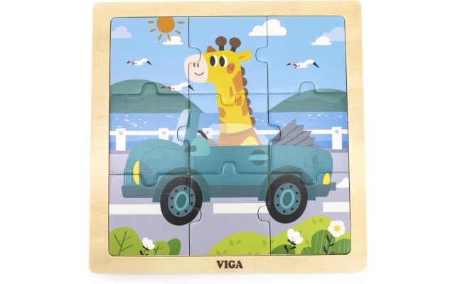 Дерев'яний міні-пазл Viga Toys Автомобіль 9 ел. (44629)