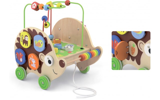 Деревянная каталка-бизиборд Viga Toys Ежик (50012)