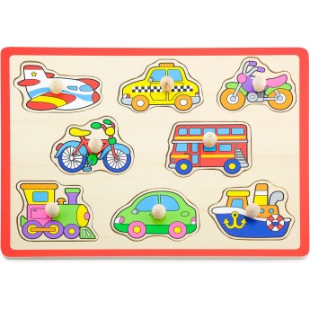 Пазл-вкладыш для раннего развития Viga Toys Цветной транспорт (50016)