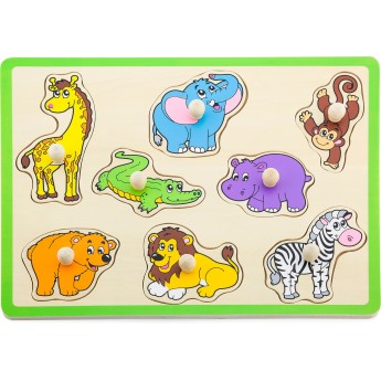 Пазл-вкладиш для раннього розвитку Viga Toys Дикі тварини (50019)
