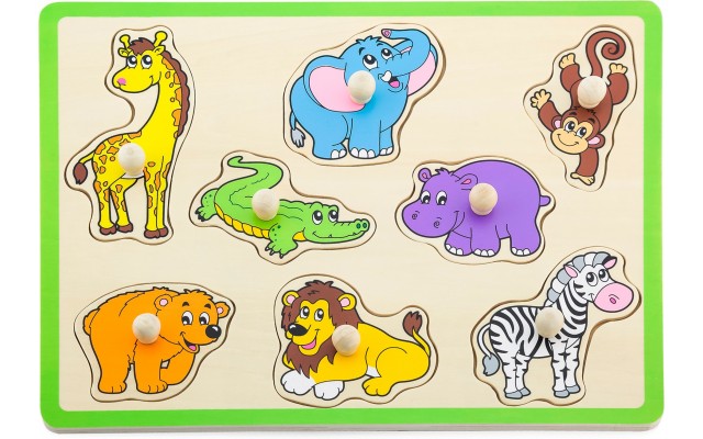 Пазл-вкладыш для раннего развития Viga Toys Дикие животные (50019)