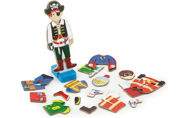 Набір магнітних елементів Viga Toys Одягни хлопчика (50021)