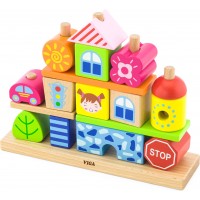 Набор деревянных кубиков Viga Toys Веселый городок (50043)