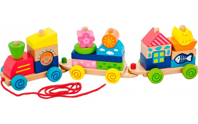 Іграшка каталка-пірамідка Viga Toys Барвистий паровозик (50089)