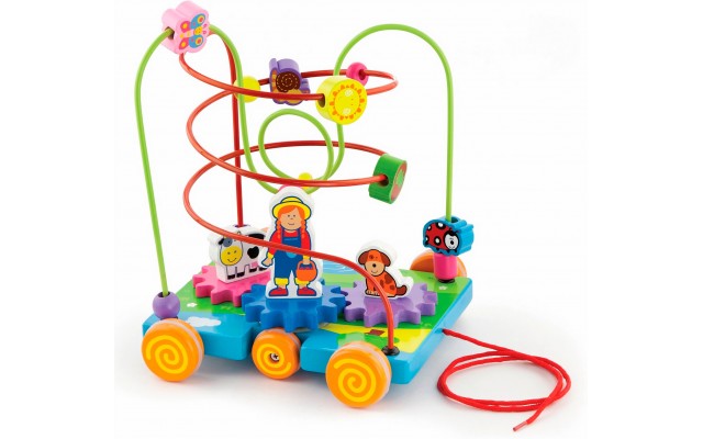 Дерев'яна іграшка каталка Viga Toys Лабіринт з шестернями (50120)