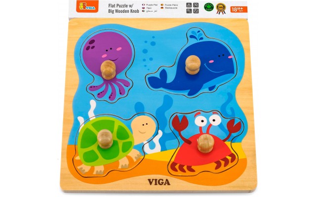 Дерев'яна рамка-вкладиш Viga Toys Морські жителі (50132)