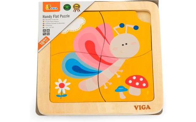 Дерев'яний пазл-вкладиш Viga Toys Метелик, 4 ел. (50136)