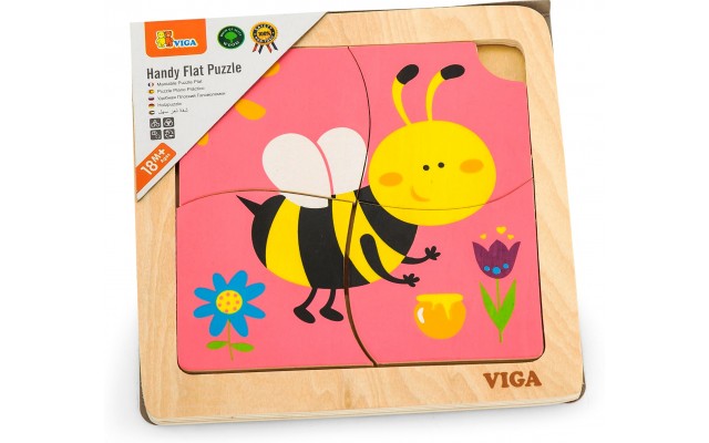 Дерев'яний пазл-вкладиш Viga Toys Бджілка, 4 ел. (50138)