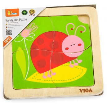 Деревянный пазл-вкладыш Viga Toys Божья коровка, 4 эл. (50140)