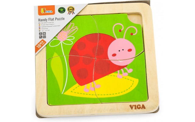 Деревянный пазл-вкладыш Viga Toys Божья коровка, 4 эл. (50140)