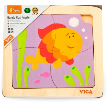Дерев'яний пазл-вкладиш Viga Toys Рибка, 4 ел. (50144)
