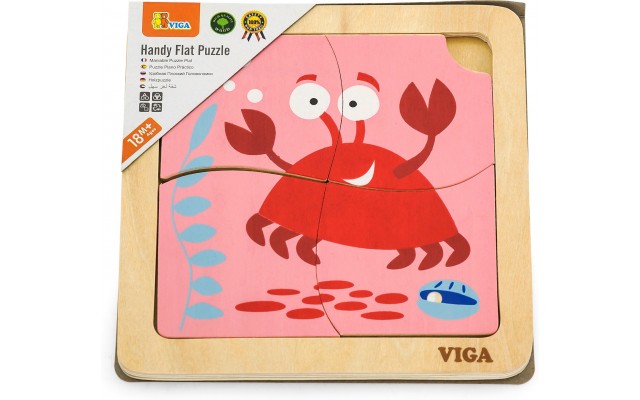 Дерев'яний пазл-вкладиш Viga Toys Крабик, 4 ел. (50146)