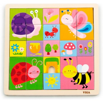 Деревянная рамка-вкладыш Viga Toys Насекомые, 25 эл. (50150)