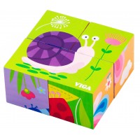 Набір дерев'яних кубиків-пазлів Viga Toys Комахи (50160)