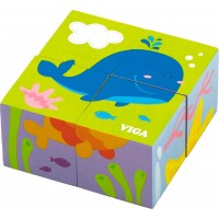 Набор деревянных кубиков-пазлов Viga Toys Подводный мир (50161)
