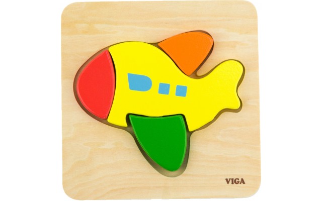 Деревянный пазл-вкладыш Viga Toys Самолетик (50173)