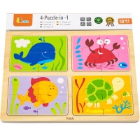 Дерев'яні пазли вкладиші Viga Toys Море 4 в 1 (50190)