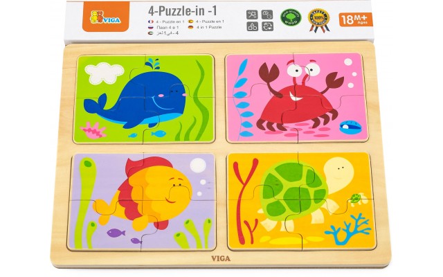 Дерев'яні пазли вкладиші Viga Toys Море 4 в 1 (50190)