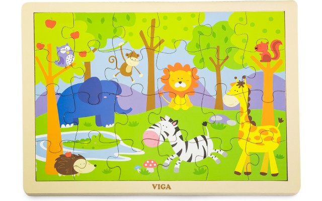 Дерев'яна рамка-вкладиш Viga Toys Звірятка, 24 пазла (50198)