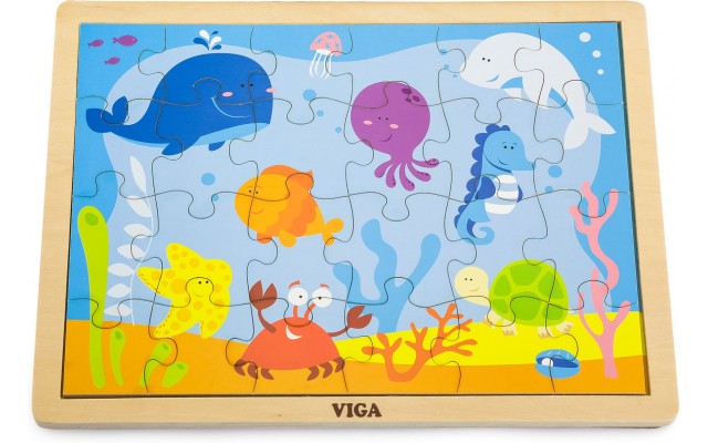Дерев'яна рамка-вкладиш Viga Toys Океан, 24 пазла (50200)