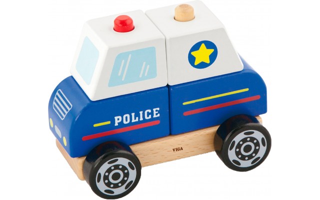 Набор деревянных кубиков-пазлов Viga Toys Полицейская машинка (50201FSC)