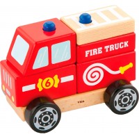 Набір дерев'яних кубиків-пазлів Viga Toys Пожежна машинка (50203)