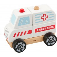 Набір дерев'яних кубиків-пазлів Viga Toys Машина швидкої допомоги (50204)