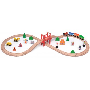 Игровой набор Viga Toys Деревянная железная дорога, 39 эл. (50266)