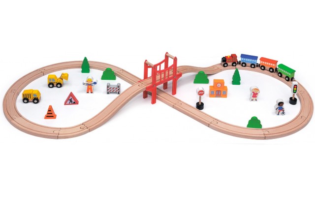 Игровой набор Viga Toys Деревянная железная дорога, 39 эл. (50266)