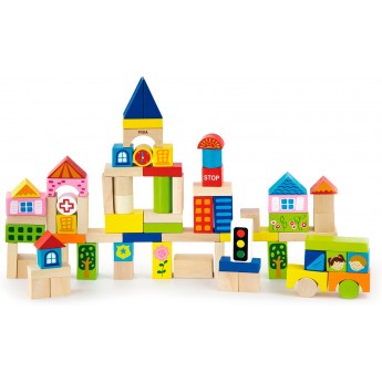 Набор деревянных кубиков Viga Toys Город, 75 шт. (50287)