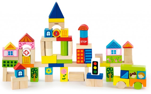 Набір дерев'яних кубиків Viga Toys Місто, 75 шт. (50287)