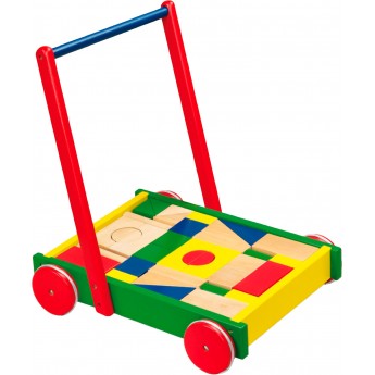 Детские ходунки-каталка Viga Toys Тележка с кубиками (50306B)
